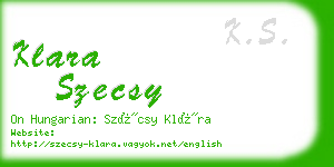 klara szecsy business card